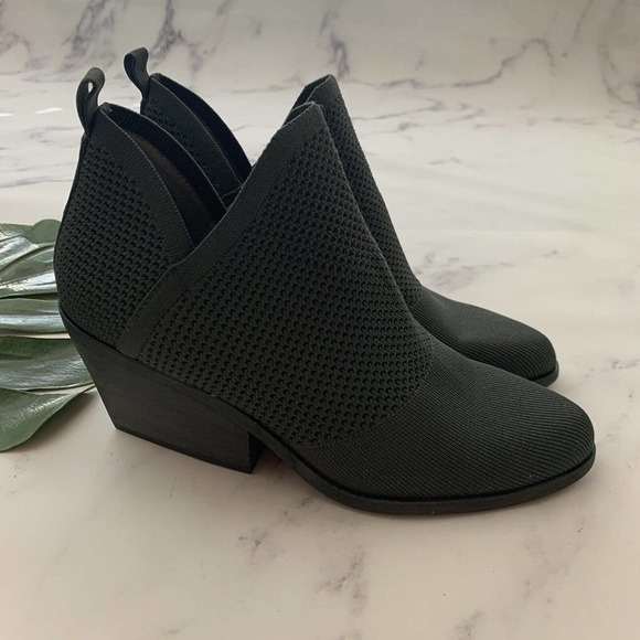 Eileen Fisher Womens Woven Knit Ankle Booties Size 10 Gray Block Heel Pull On - Picture 1 of 9